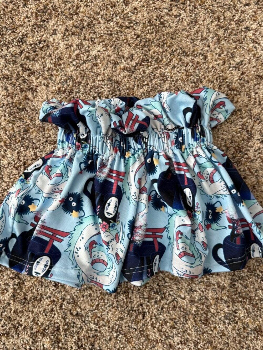 Unbranded Studio Ghibli Spirited Away Print Elastic Paperbag Mini Skirt